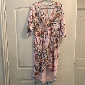 Gianni Bini Pink Floral High Low Dress, Sz 8